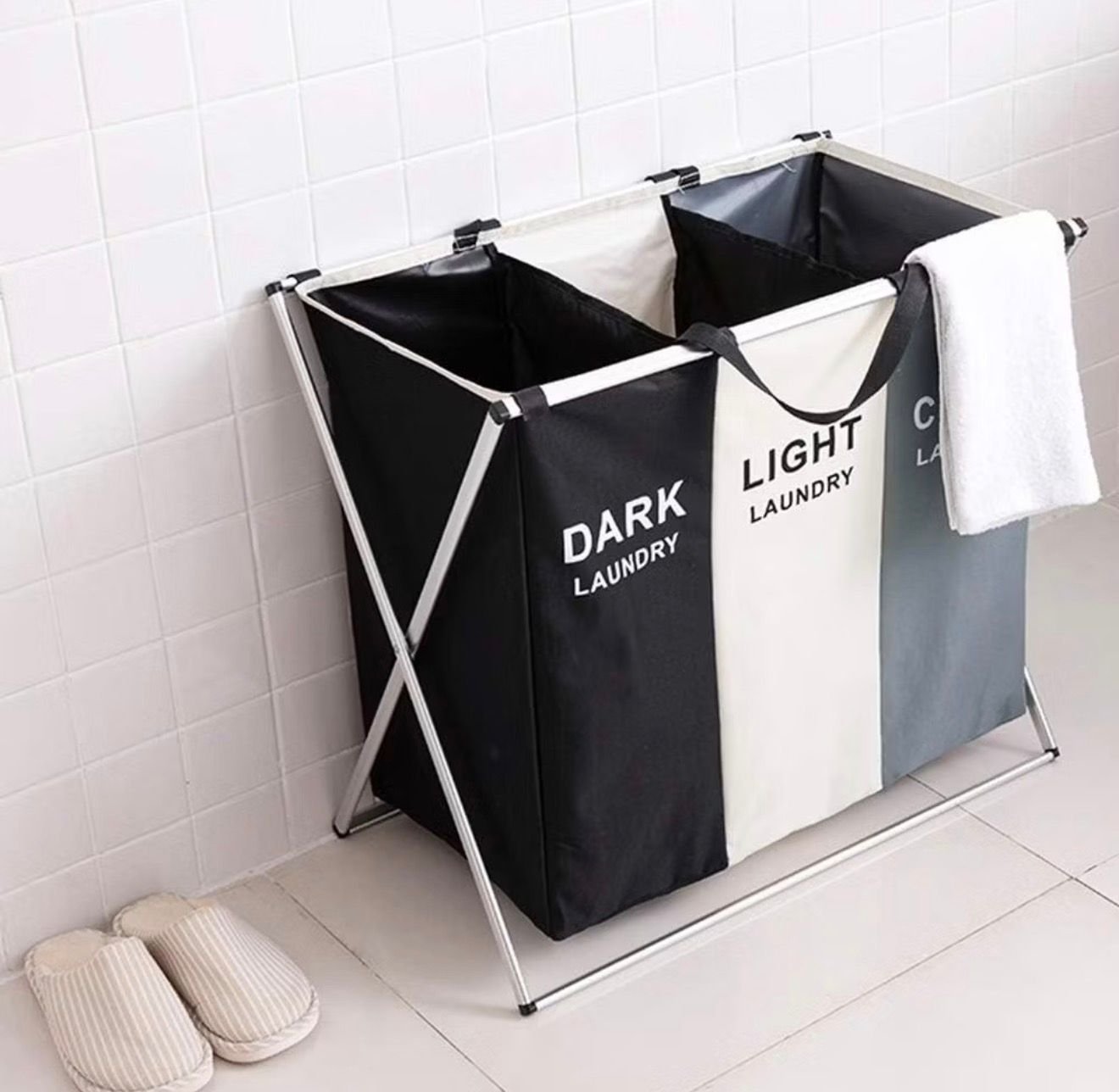 Cesto de roupa com 3 divisórias