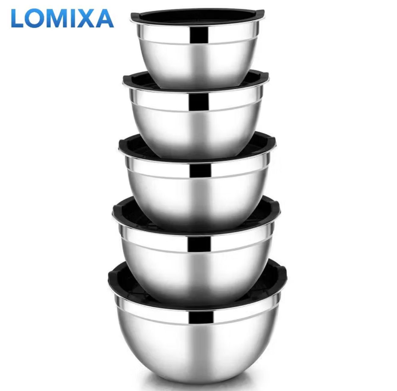 Kit 5 bowls de inox com tampa